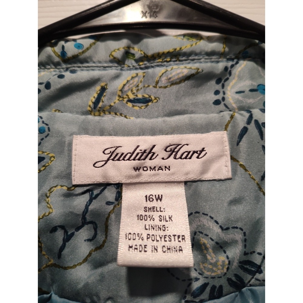 Judith Hart Silk Embroidered Quilted  Jacket with sequins 16W Aqua MSRP‎ $129 - Picture 3 of 6